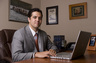 Shaun Sullivan, Mark J Sullivan's son, is an outstanding law student at the University of San Diego Law School.  He is shown here in his time away from law school, doing legal research in his private office at the firm.